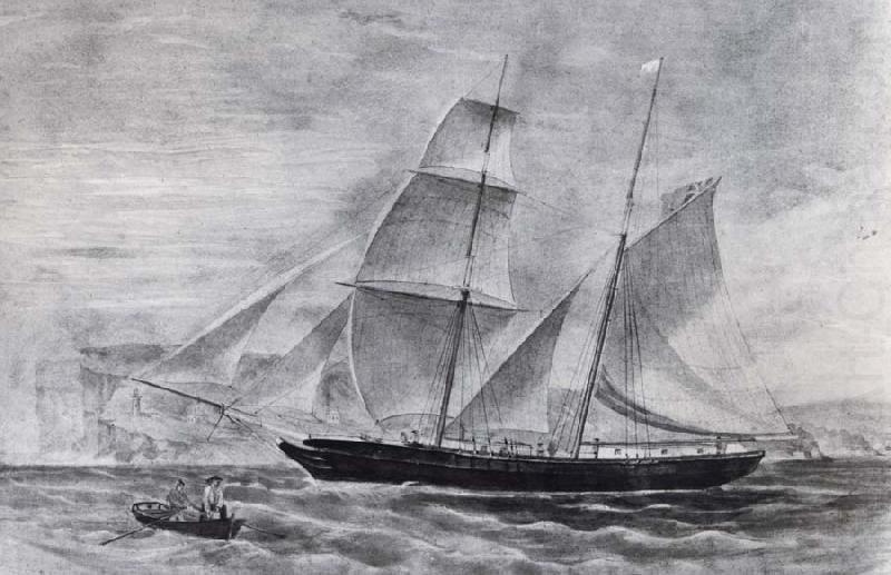 Shooner in full sail,leaving Sydney Harbour, Frederick Garling